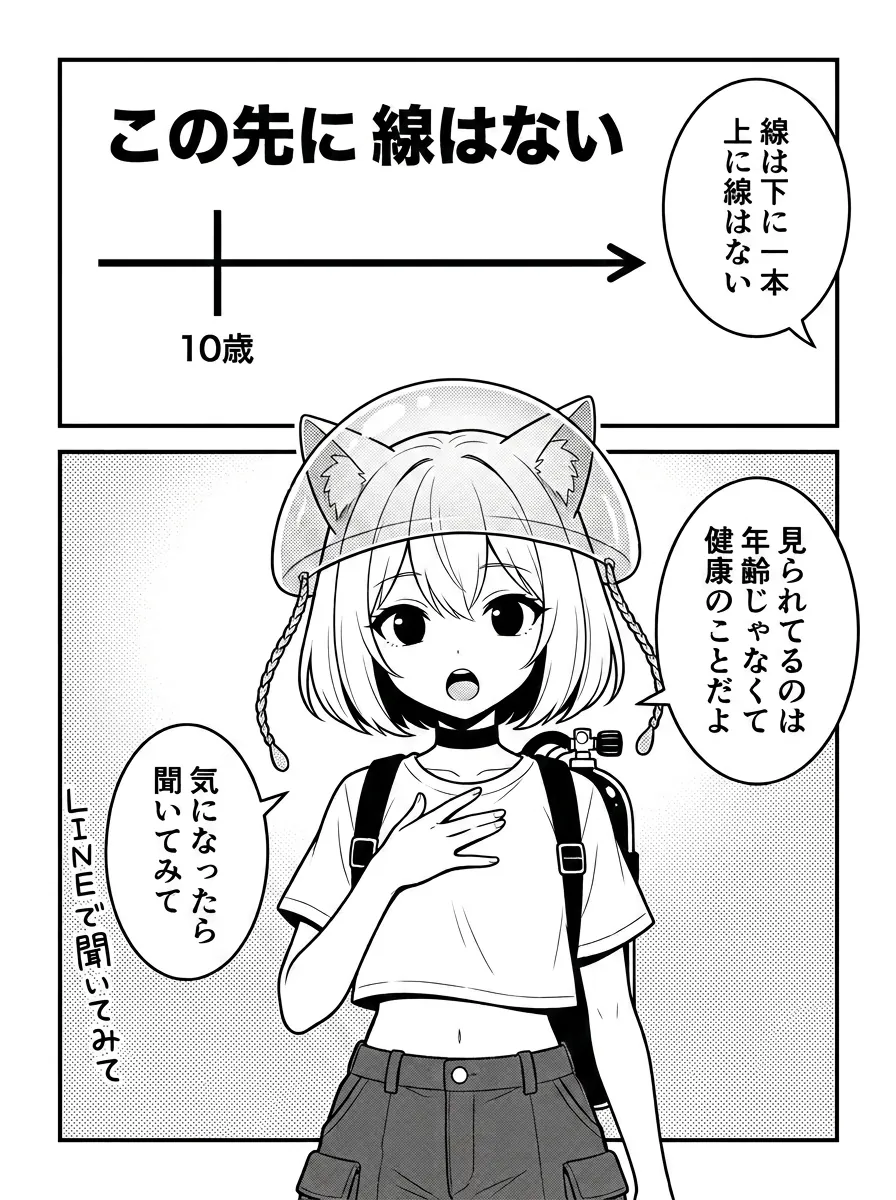 この先に線はない。線は下に一本だけで、見られているのは年齢ではなく健康のこと