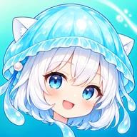 海学のアプリアイコン。クラゲ帽子の海のなかま